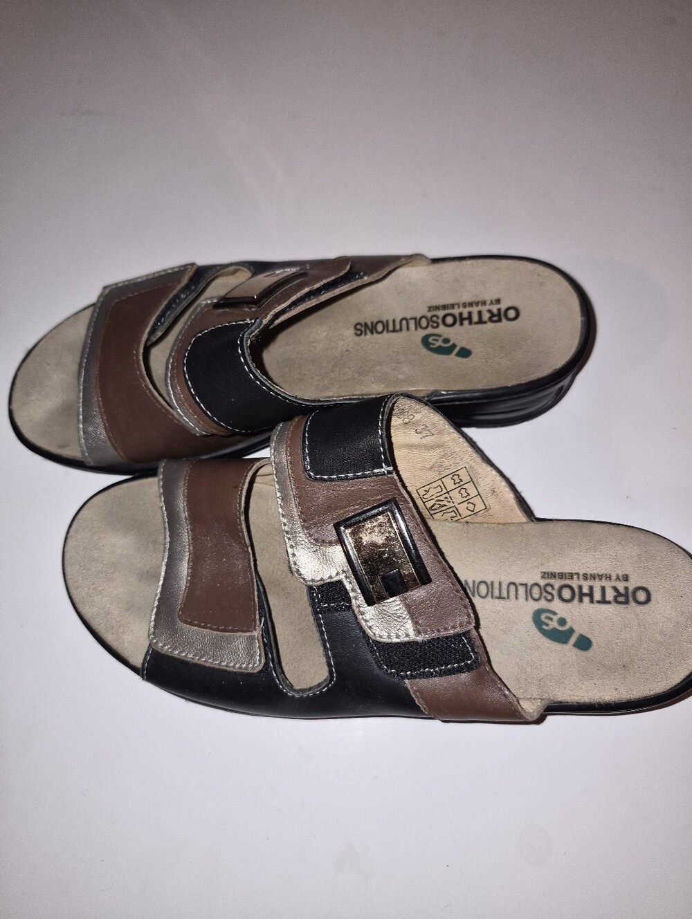 Orthosolutions Sandals By Hans Leipniz 37 6.5 Slip-On Sandals leather Brown